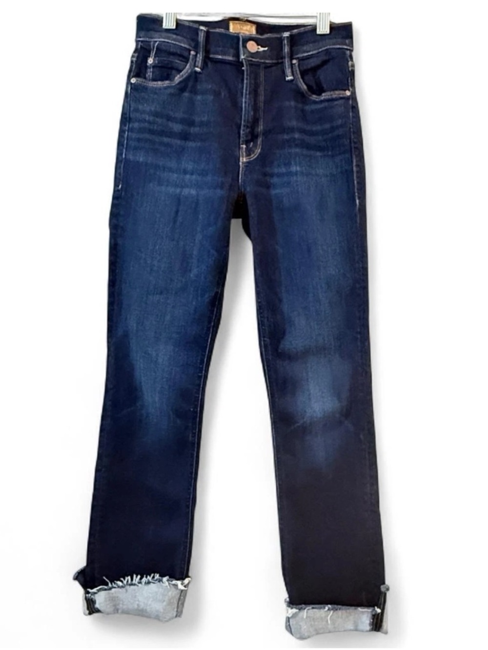 Mother The Mid Rise Dazzler Ankle Step Fray Jean size 25 Off Limits Blue Indigo